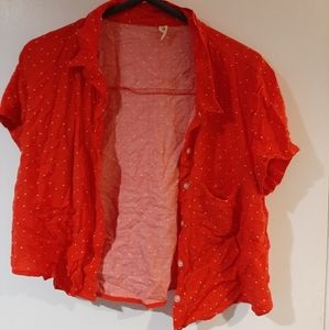 Pokadot crop buttondown
